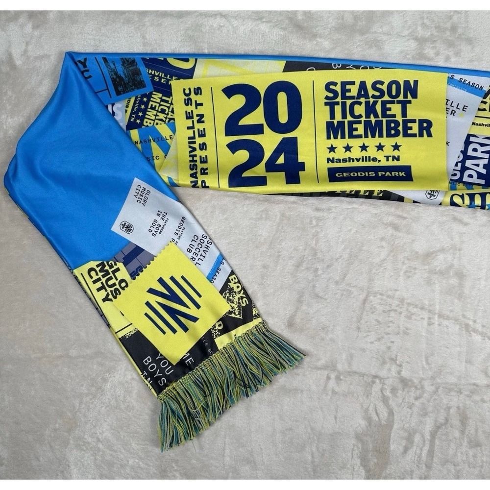 Nashville SC 2024 Season Ticket Member Scarf Yellow Blue MLS Soccer Fan Gear